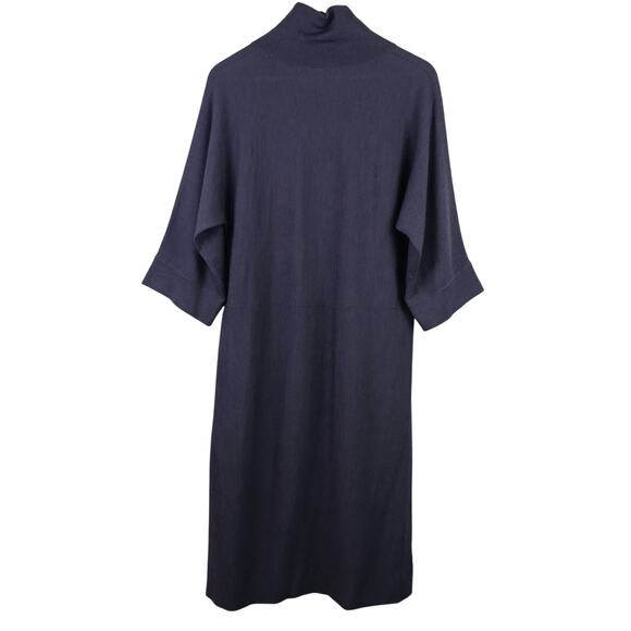 Eileen Fisher SZ M Extra Fine Merino Wool Sweater Dress Mock Neck Smoky Purple - Picture 6 of 7